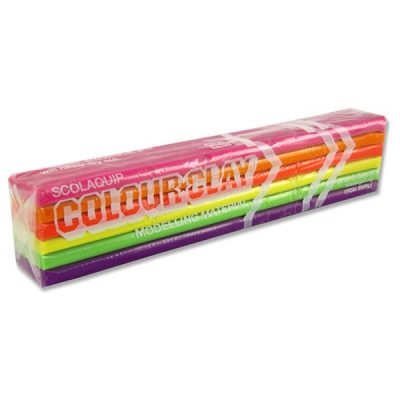 Plasticine 500g Rainbow Block - FLUORESCENT Colours - ScolaQuip