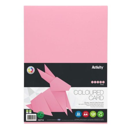 A4 Pink Colour Card 160g - Pack of 50