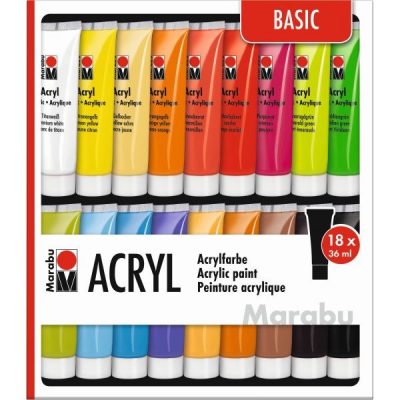Marabu - Acrylic Paint Tube Set of 18 Colours