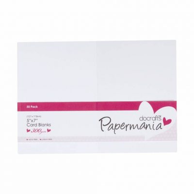 Papermania Docrafts - Card and Envelopes Pack of 50 - White 5"x7"