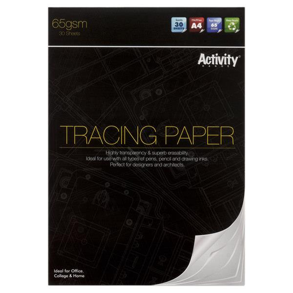 A4 40 Sheets Tracing Paper Pad - Arts Crafts Colours Drawing