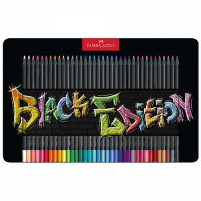 Faber Castell Black Edition Colouring Pencils in Tin Box Set - 36 pieces