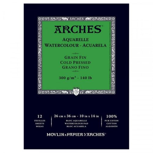 Arches Watercolour Paper Pad 12 sheets 300gsm Cold Pressed - 10"x14" / 26cmx36cm