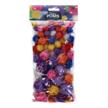 Pom Poms GLITTER - Pack of 100 asst sizes