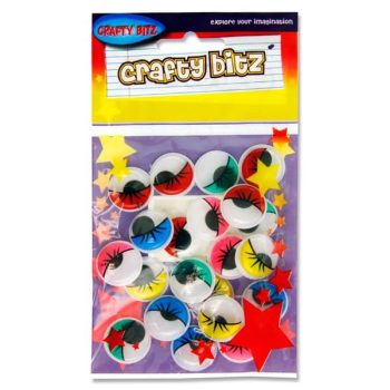 Joggle Eyes - Coloured with Lashes Pack of 20